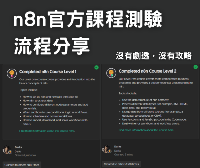 n8n 認證測驗 Level 1 + 2